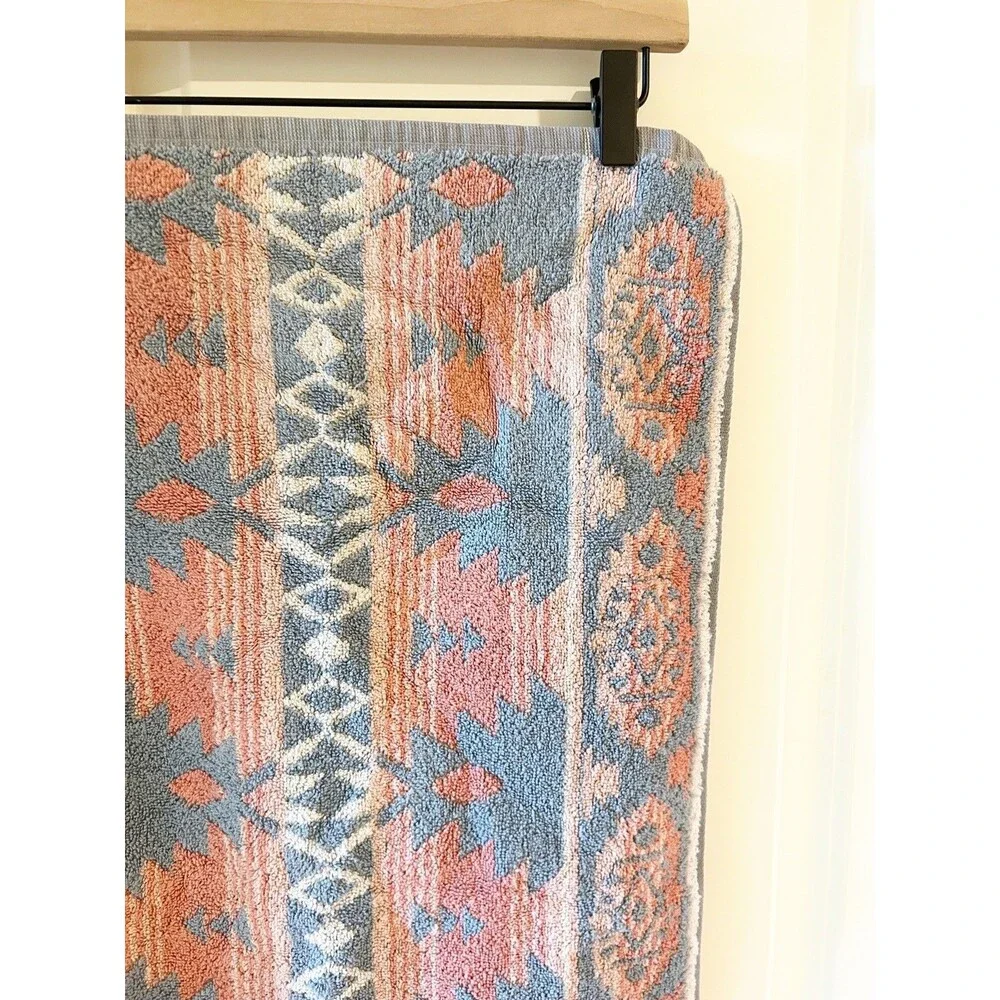 Vtg 90s Ralph Lauren Pastel Aztec Southwestern Hand Towel 30” X 16” Cotton USA